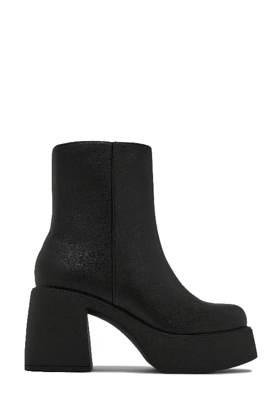 Karlie Platform Block Heel Ankle Boots - Black