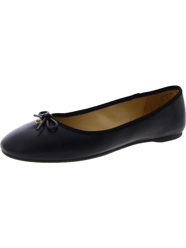 Abigail Ballet Womens Leather Bow Ballet Flats