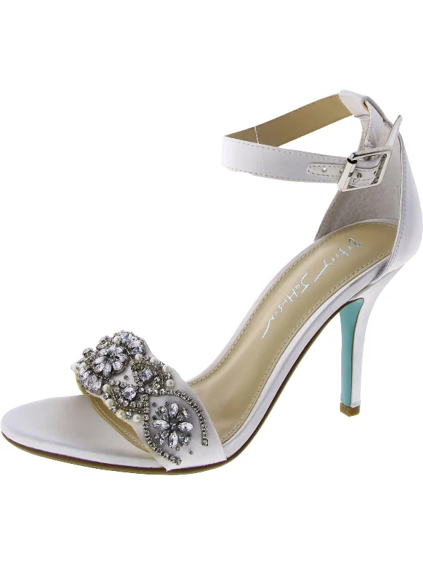 Gina Womens Satin Embellished Dress Sandals