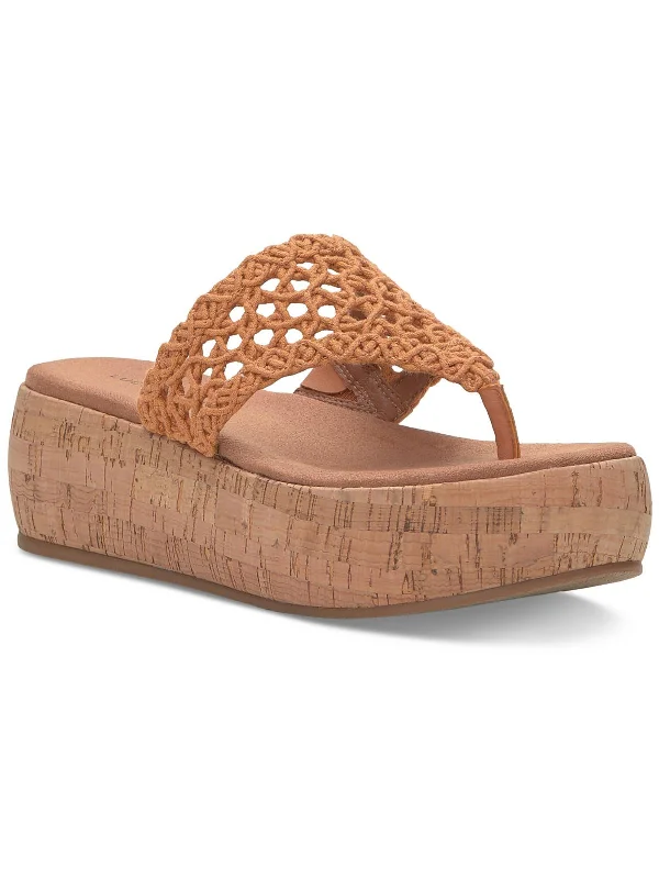 Jaslene Womens Macrame Thong Slide Sandals