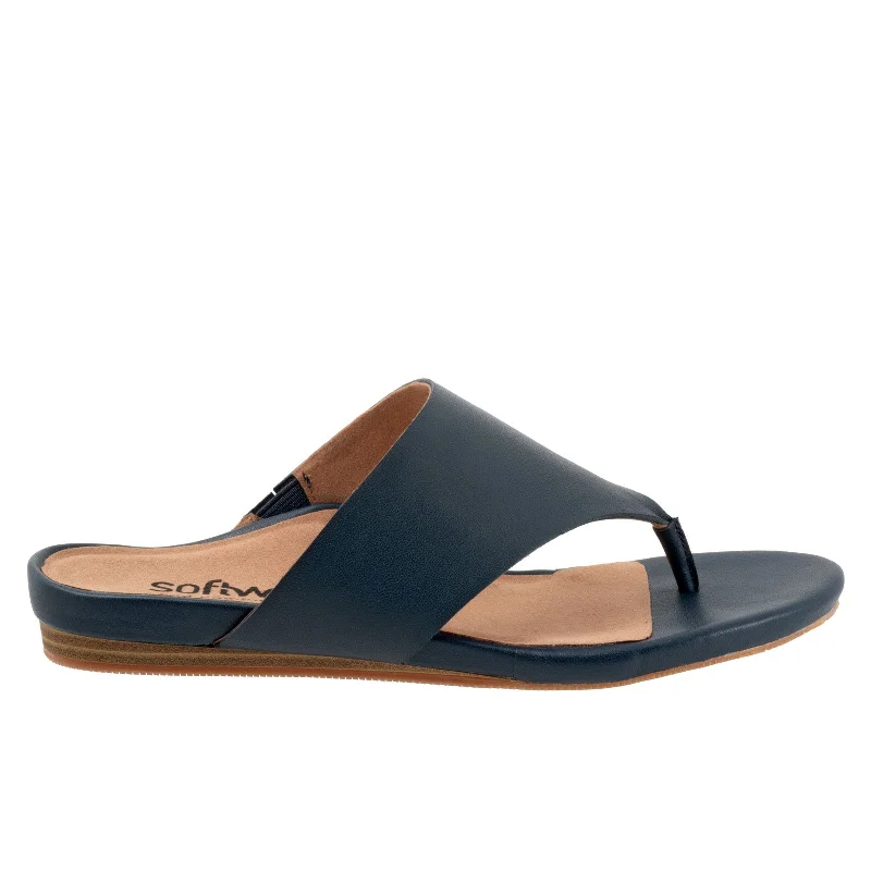 Softwalk Chandler S2306-400 Womens Blue Wide Leather Thong Sandals Shoes