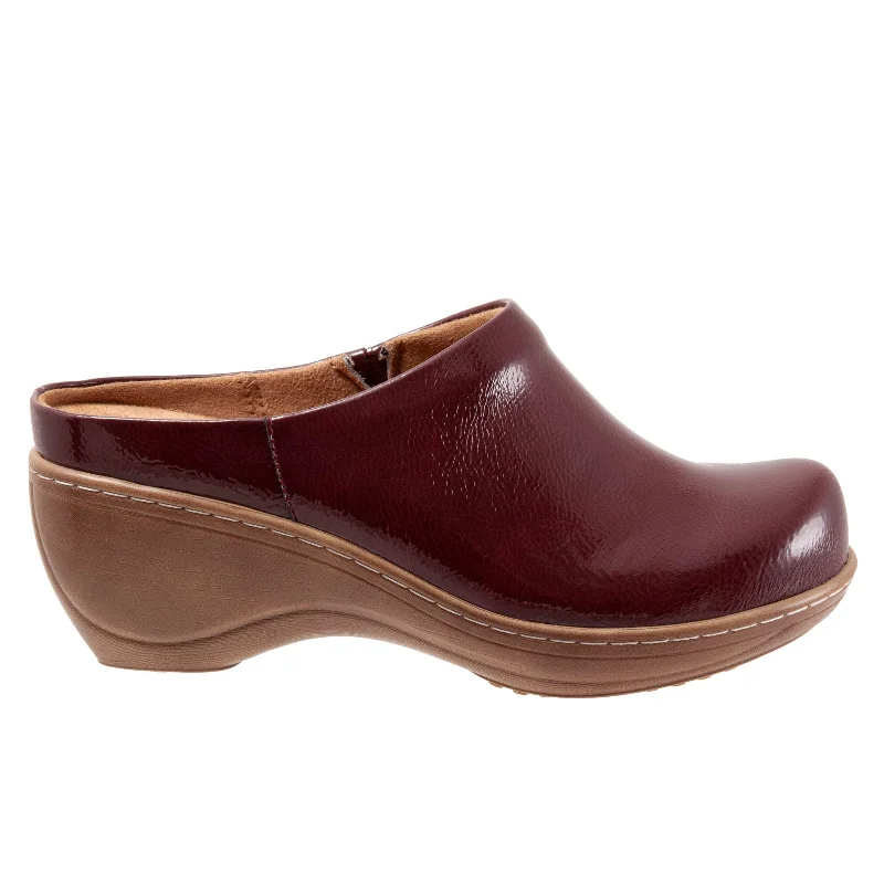 Softwalk Madison S2056-671 Womens Burgundy Wide Leather Clog Flats Shoes