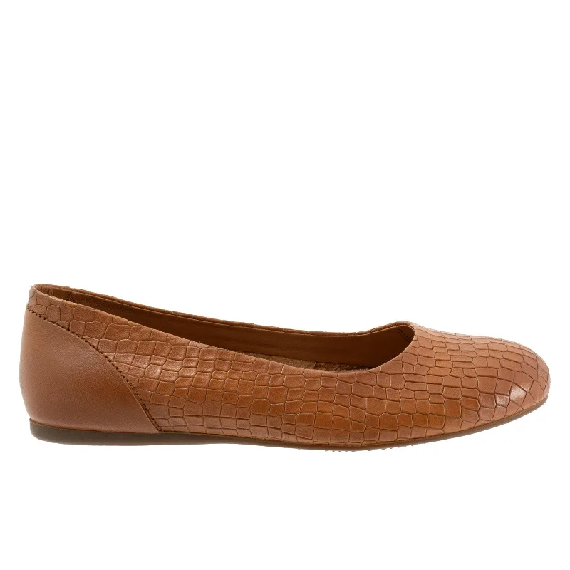 Softwalk Sonoma S1862-256 Womens Brown Wide Leather Ballet Flats Shoes