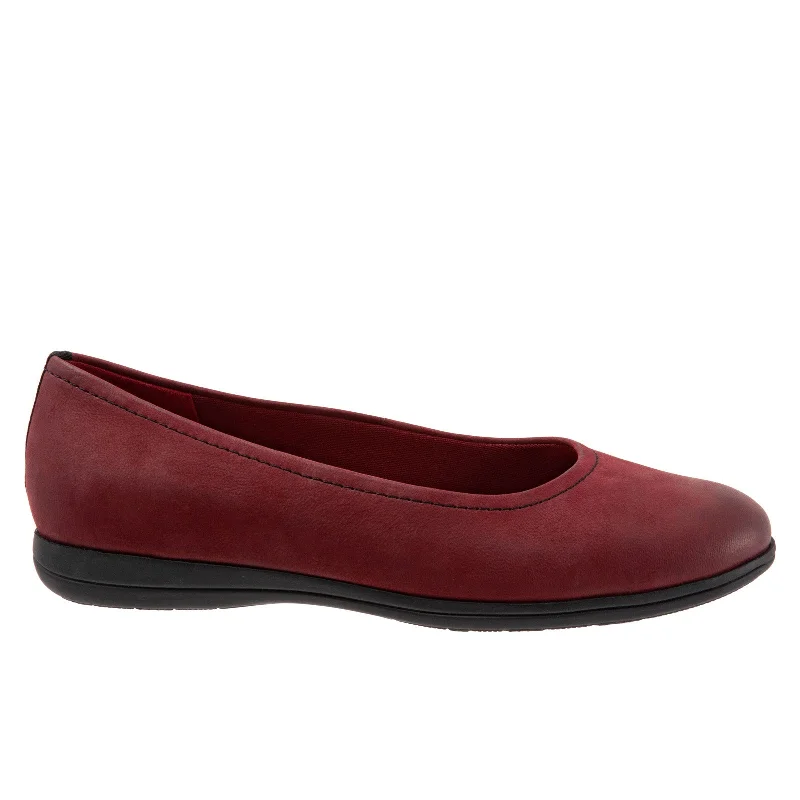 Trotters Darcey T1904-601 Womens Red Narrow Leather Ballet Flats Shoes