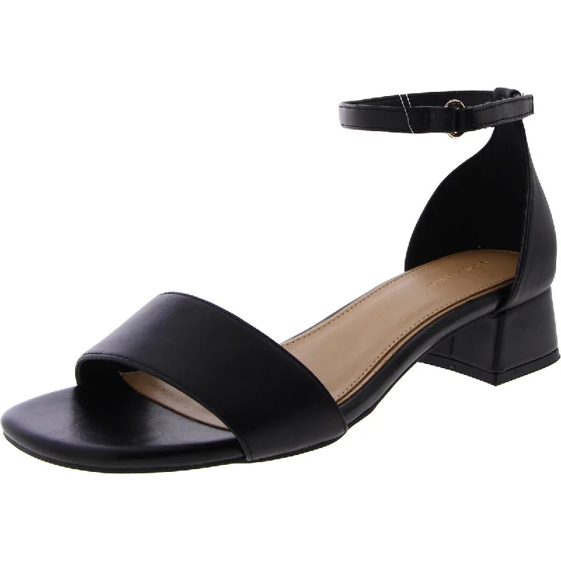 Sheila Womens Leather Ankle Strap Heels