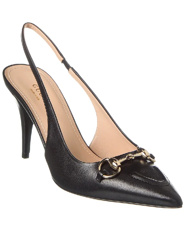 Gucci Horsebit Leather Slingback Pump