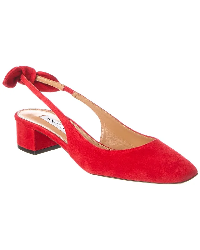 Aquazzura Very Bow Tie 35 Suede Slingback Pump