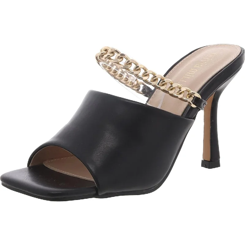 Womens Slip On Square Toe Slingback Heels