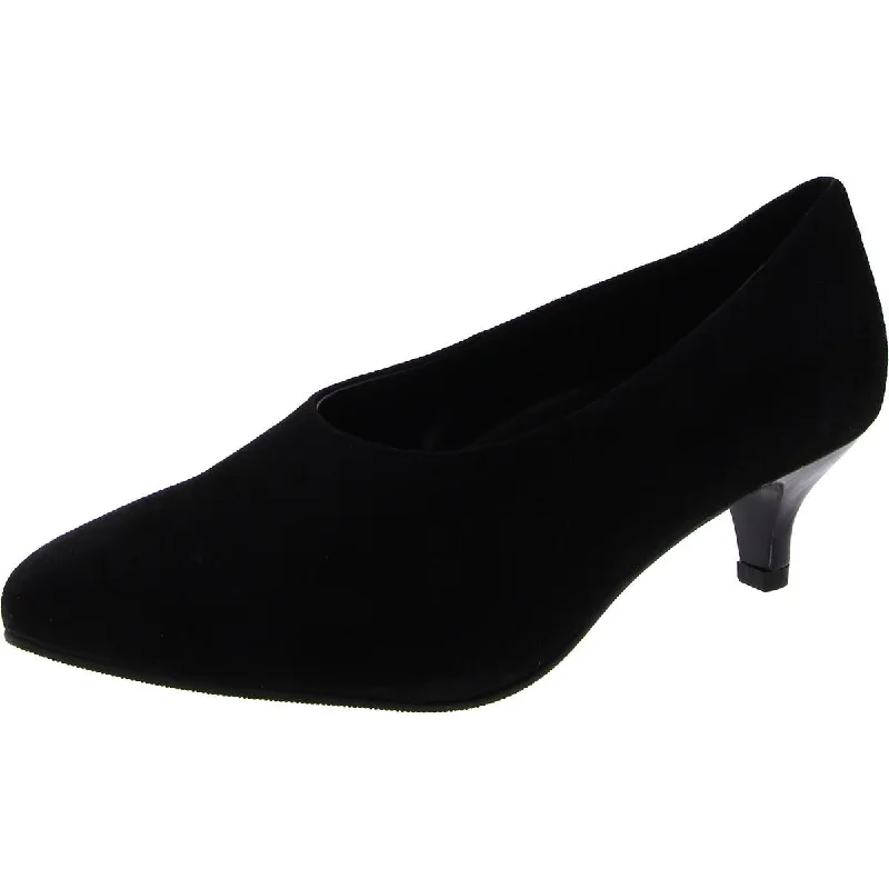 Womens Fuax Suede Kitten Heel Pumps