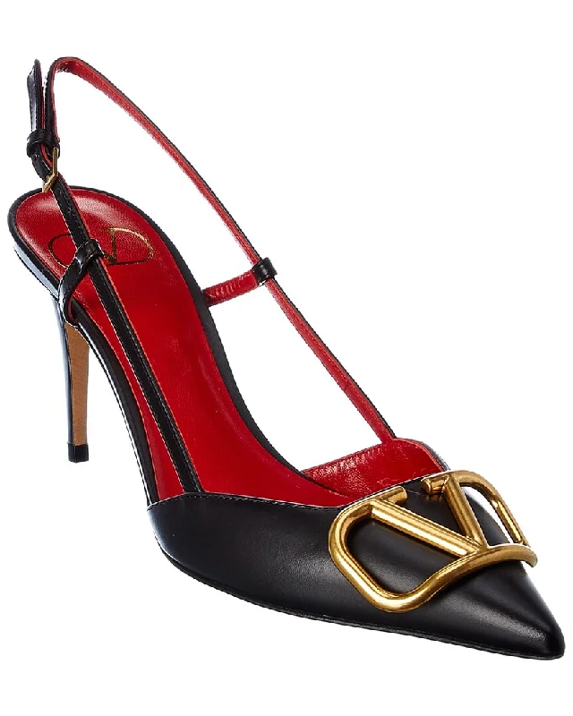 Valentino VLogo 80 Leather Slingback Pump