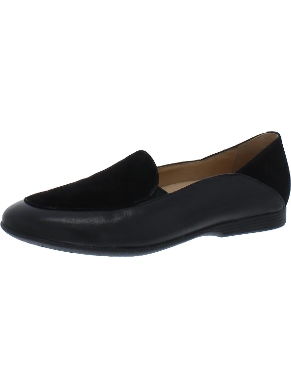 Womens Leather and Suede Round Toe Mules